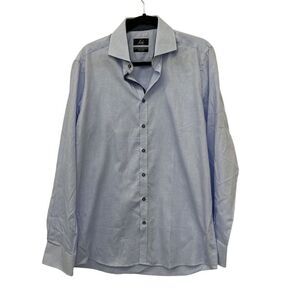 Suitor Men's Dress Shirt Size 41-16/34 Blue‎ Fitted Long Sleeve  Button-Down